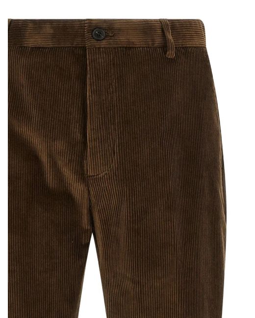 Department 5 Brown Pleat Logo-Patch Trousers for men
