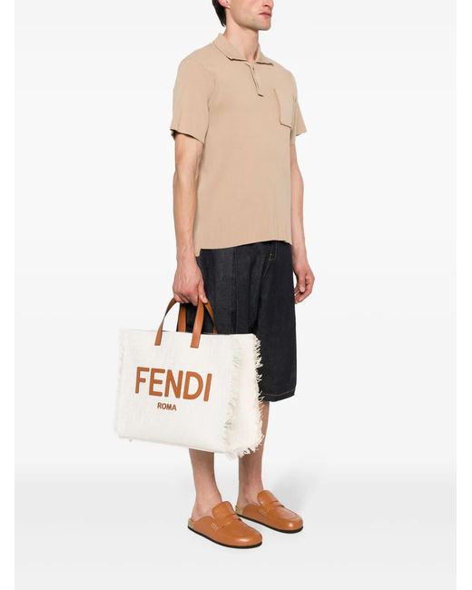 Fendi White Shopper Bag, for men