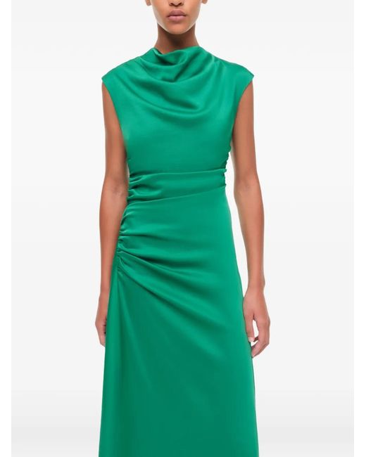 Jonathan Simkhai Green Melaney Draped-Satin Maxi Dress