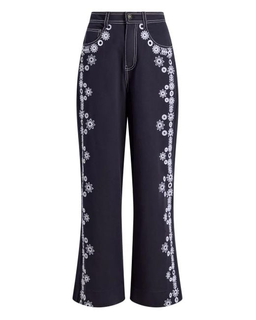 Pantalon Droit À Fleurs Cinq À Sept en coloris Blue