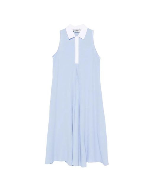 Iceberg Blue Sleeveless Contrast-Collar Dress