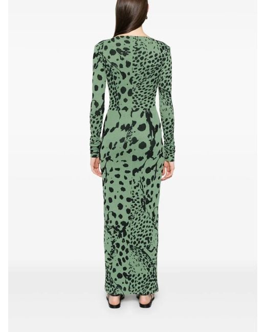 Nanushka Maxi-Jurk Met Luipaardprint in het Green