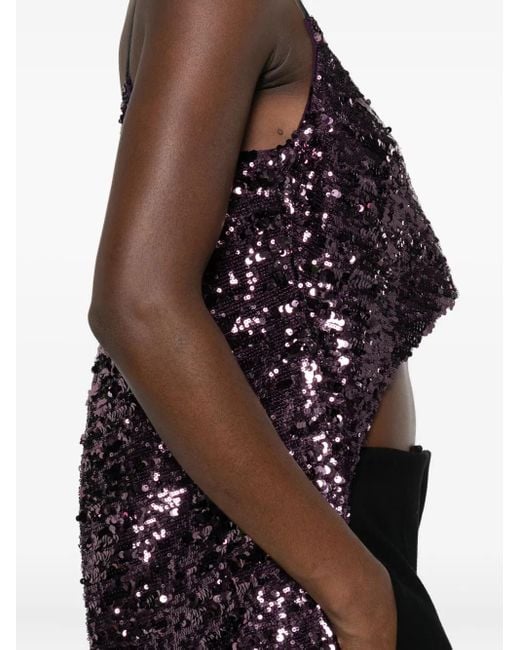 Rabanne Purple Sequinned Sleeveless Top