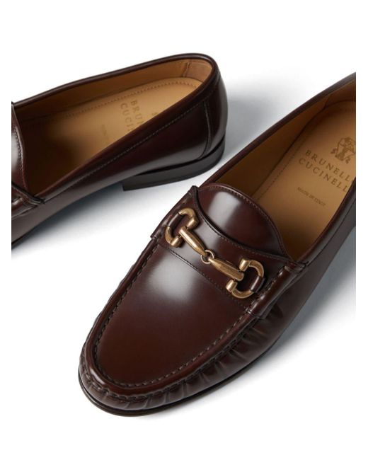 Brunello Cucinelli Brown Horsebit Leather Loafers for men