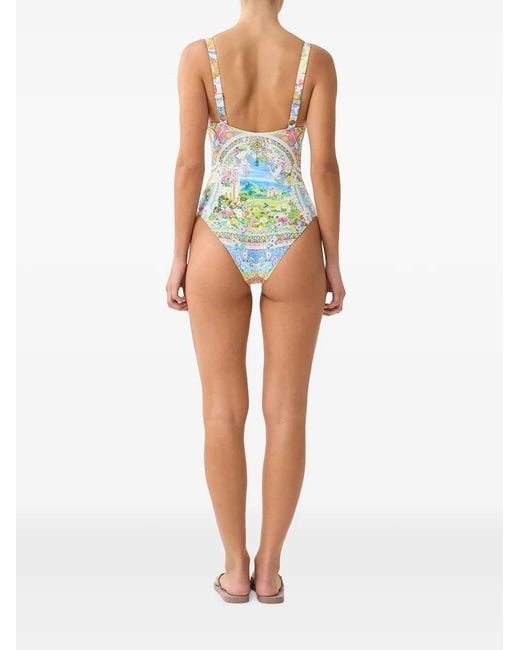 Camilla White Printed Tie-Front Swimsuit