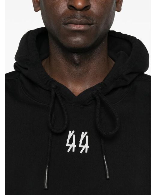 44 Label Group Black Mini Logo Hooded Sweatshirt for men