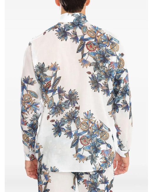 Amir Slama Blue Floral-Print Shirt for men