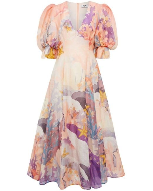 LEO LIN Pink Lara Abstract-pattern Print Dress