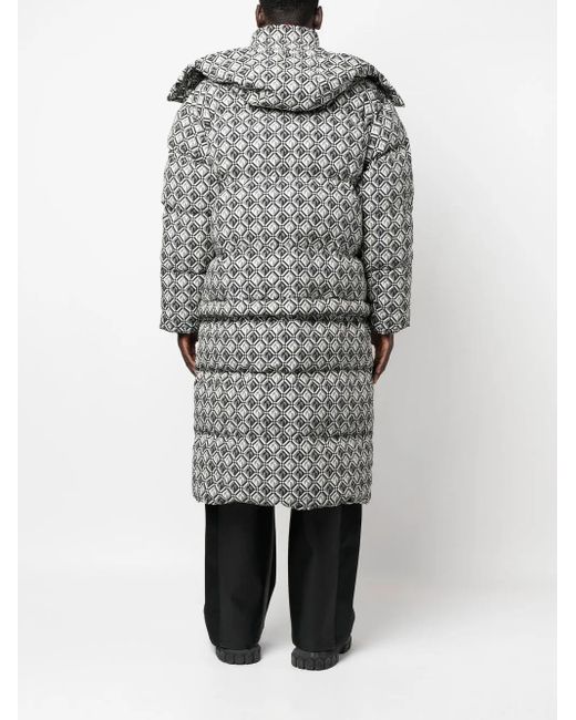 MARINE SERRE Gray Moon Diamond-Pattern Oversized Puffer Coat