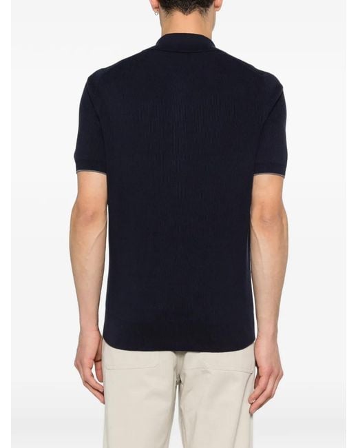 Brunello Cucinelli Blue Polo À Design Côtelé for men