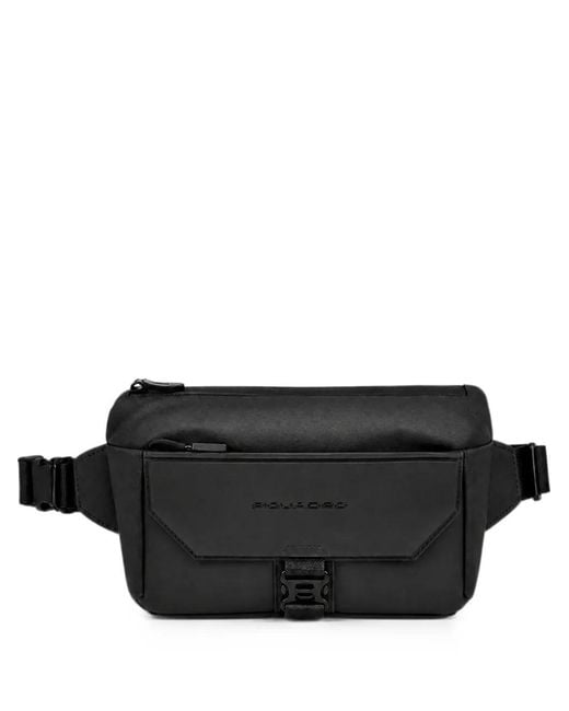 Piquadro Black Buckle-Fastening Belt Bag for men
