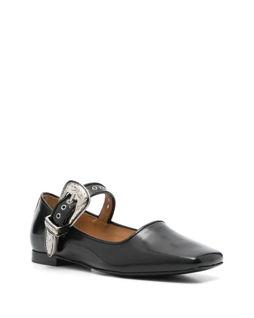 Toga Black Leather Ballet Flats