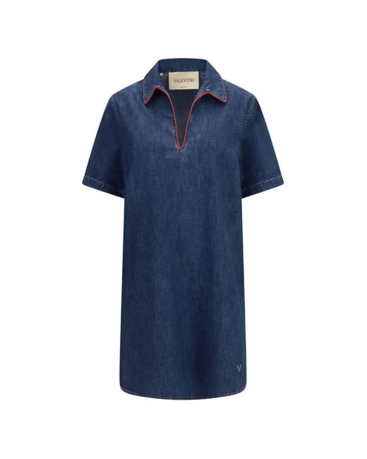 Valentino Garavani Blue Vlogo Signature Short-Sleeve Mini Dress