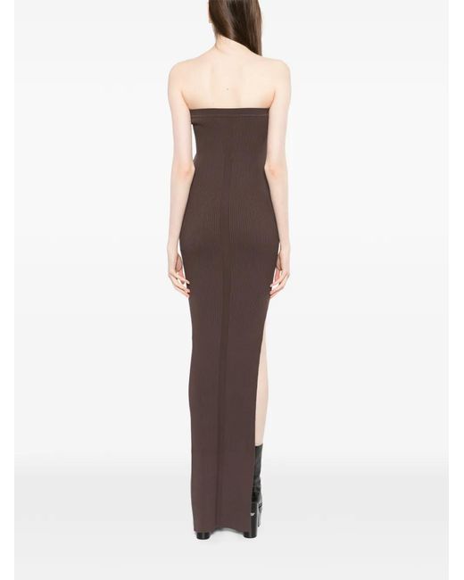Rick Owens Brown Asymmetric Bustier Dress
