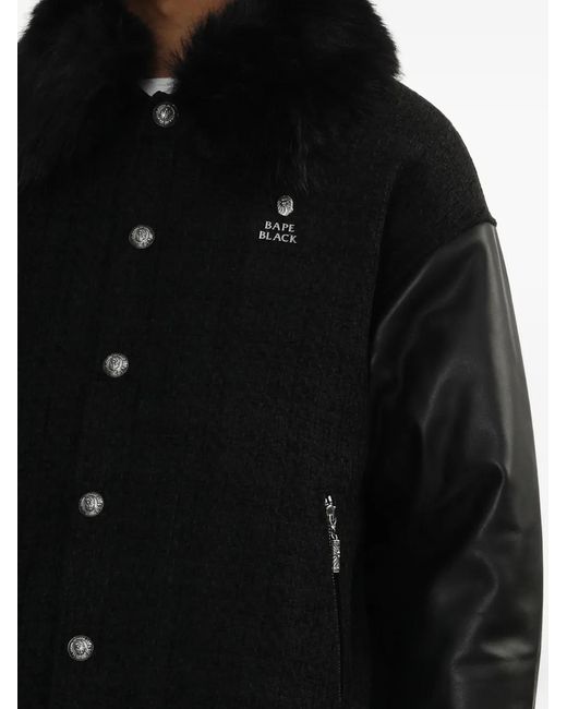 A Bathing Ape Black Trimmed-Collar Bomber Jacket for men