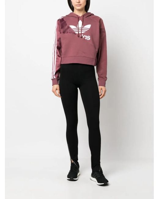 Adidas Red Cropped Drawstring Hoodie