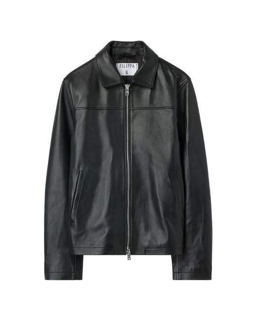 Filippa K Black Leather Coach Jacket for men