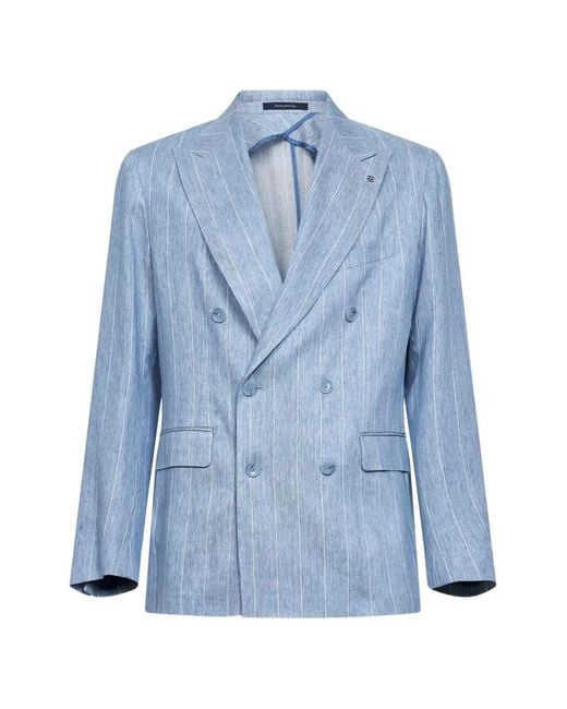 Tagliatore Blue Veste Rayée À Revers En Pointe for men