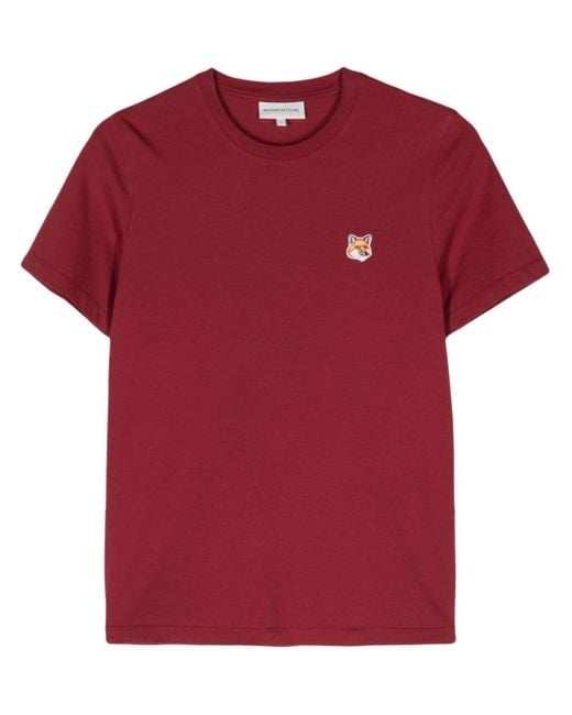 Maison Kitsuné T-shirt Met Logopatch in het Red