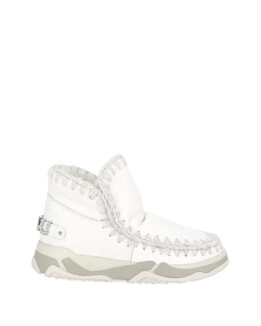 Mou White Logo-Detail Boots