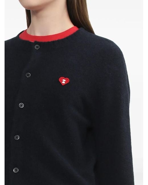 A Bathing Ape Blue Heart-Badge Buttoned Cardigan