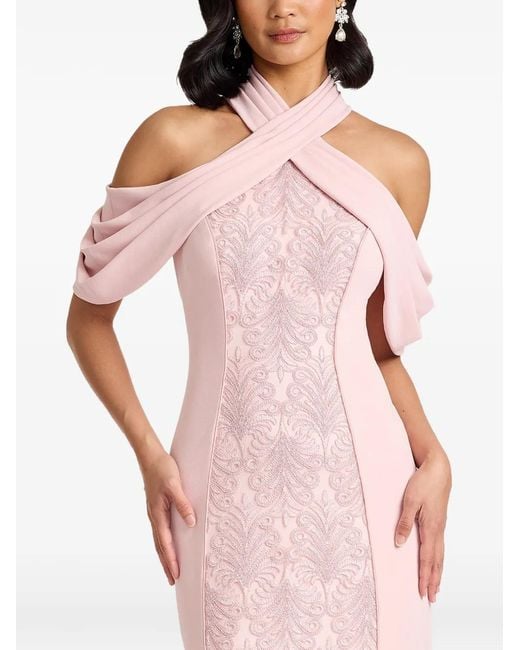 Tadashi Shoji Pink Floral Halterneck Dress