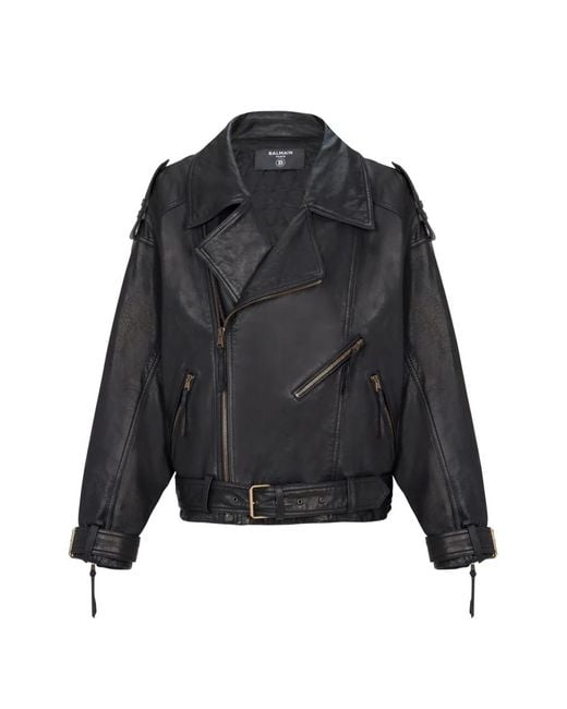 Balmain メンズ ブラック レザージャケット 【公式通販】
