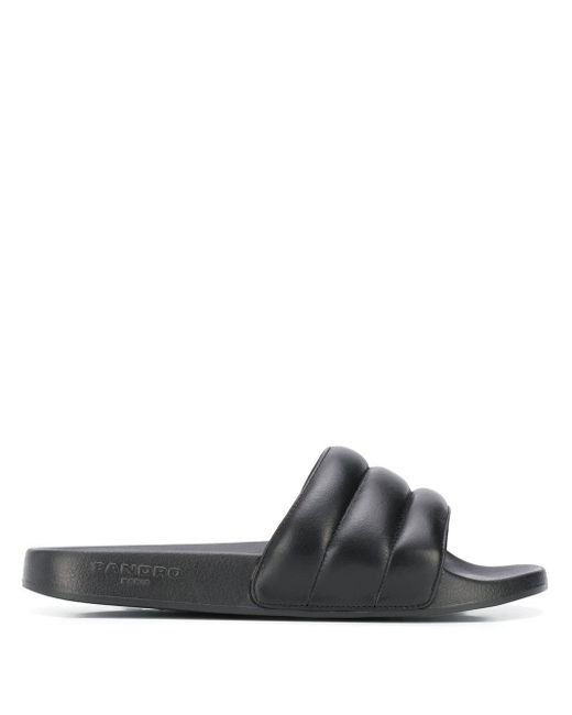 Sandro Black Textured Slip-on Sandals for men