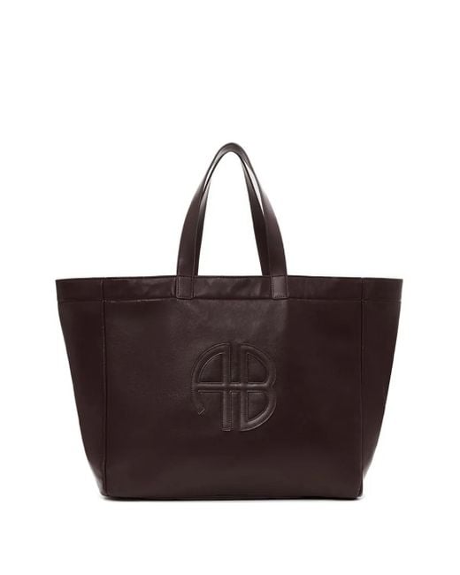 Anine Bing Brown Logo-Plaque Tote Bag