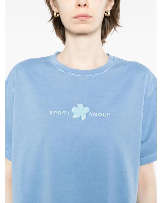 SPORT b. by agnès b. Blue Logo-Print Cotton T-Shirt