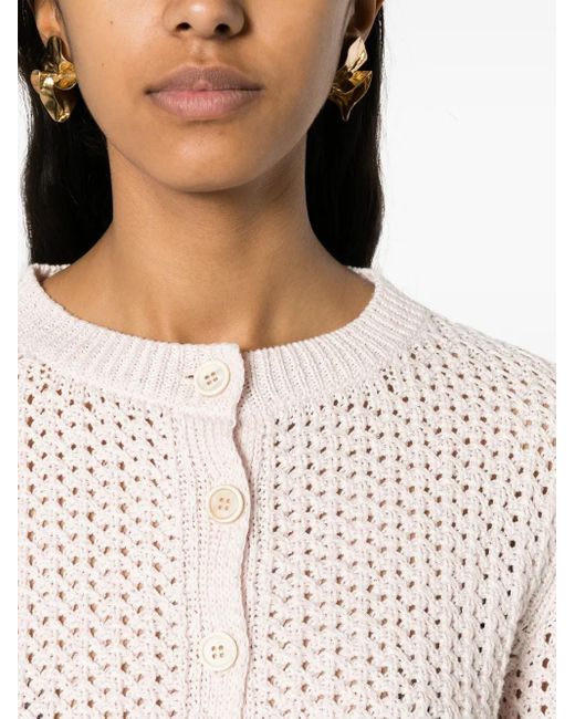 Fabiana Filippi Pink Sequin-Detail Open-Knit Cardigan