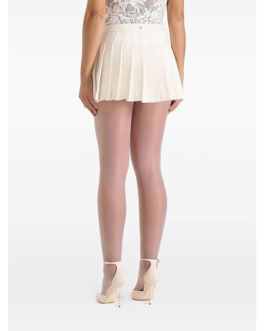 Manière De Voir White Joelle Asymmetric Pleated Mini Skirt