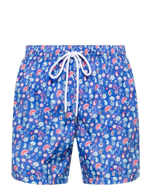 Barba Napoli Blue Paisley-print Swim Shorts for men