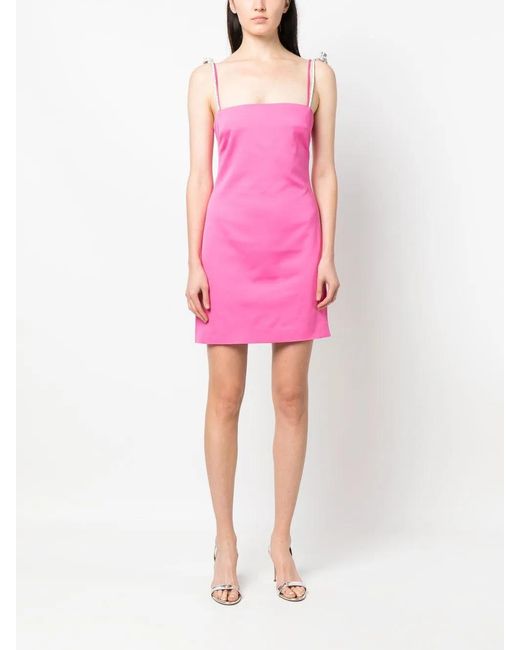GIUSEPPE DI MORABITO Pink Crystal Strap-Detail Mini Dress