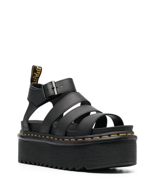 Dr. Martens Black 70Mm Buckled Platform Sandals