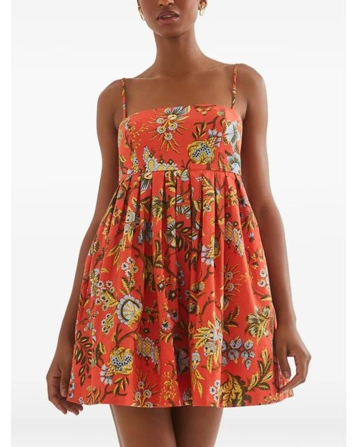 Cara Cara Red Leo Floral Mini Dress