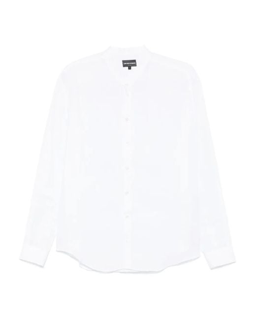 メンズ Emporio Armani リネンシャツ White