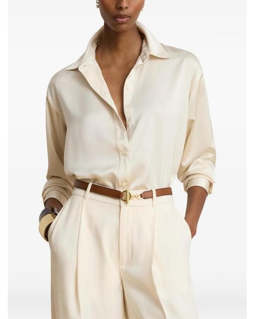 Ralph Lauren White Kotta Satin-Finish Shirt