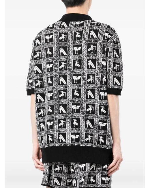 4SDESIGNS Black Graphic-Design Short-Sleeve Shirt for men