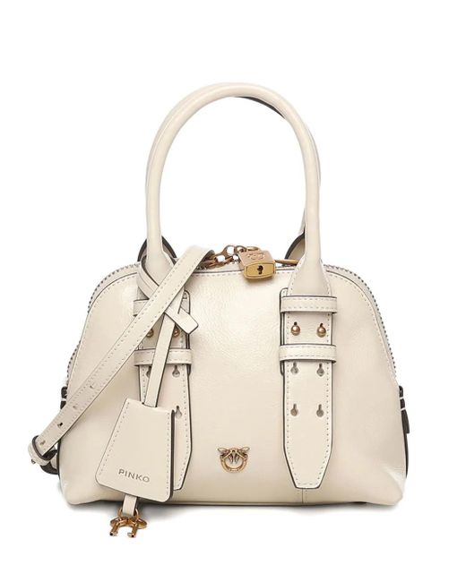 Pinko Natural Small Escape Leather Tote Bag