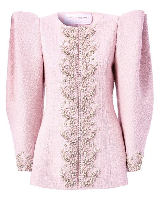 Carolina Herrera Jack Met Pofmouwen in het Pink
