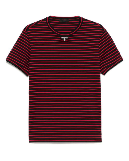 Prada Red Triangle-Logo T-Shirt for men