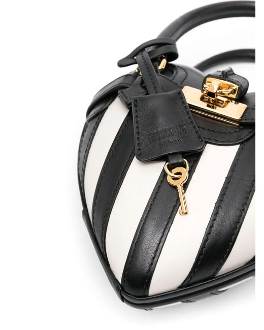 Moschino Black Padlock-Detail Leather Tote Bag