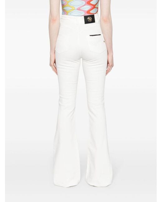 Versace High-rise Flared-leg Cotton-blend Jeans White