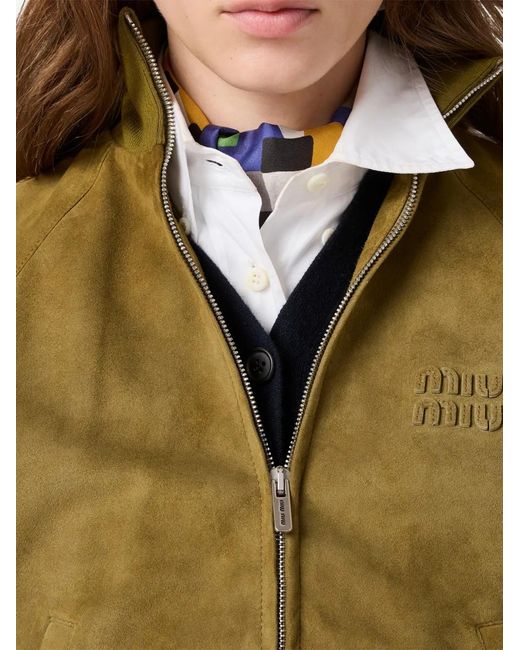 Miu Miu Green Waxed Suede Jacket