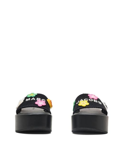 Marc Jacobs The Daisy Crochet Platform Slides Black