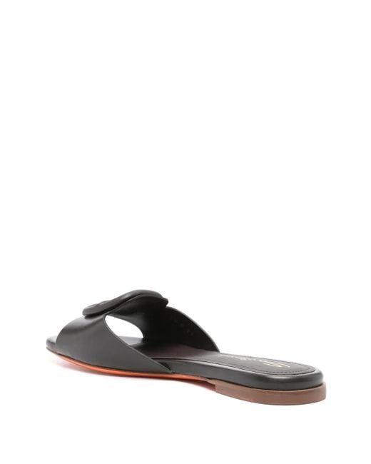 Santoni Brown Decorative-Buckle Slides