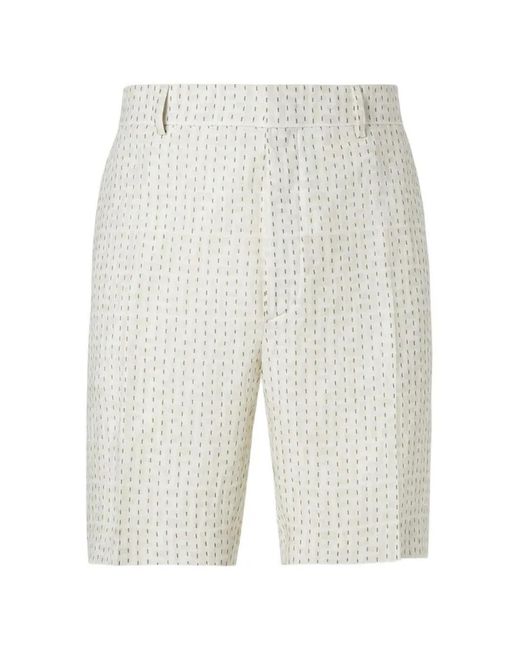 Fendi White Stitching Linen Trousers for men