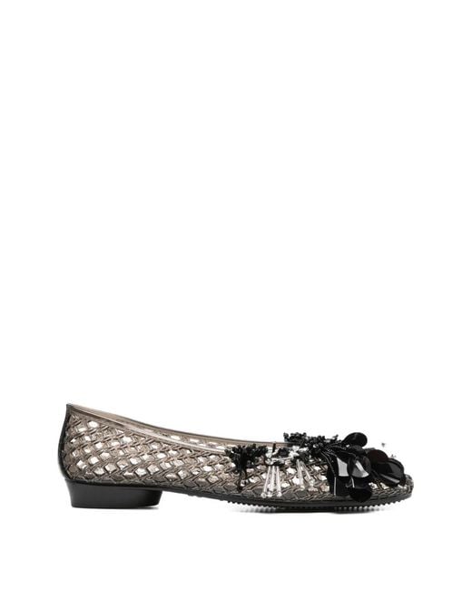 HEAVENLY JELLY White Floral Embellished Ballet Flats