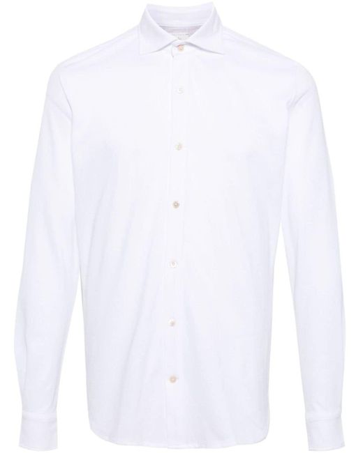 Eleventy White Classic-collar Cotton Shirt for men